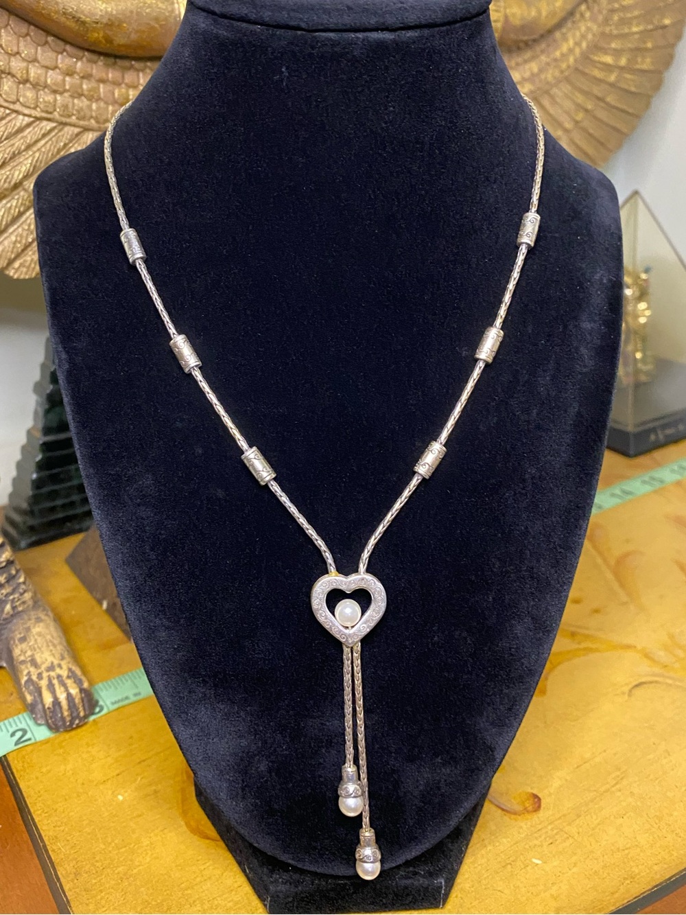 Brighton Heart Lariat Necklace with Pearls - Women Jewelry